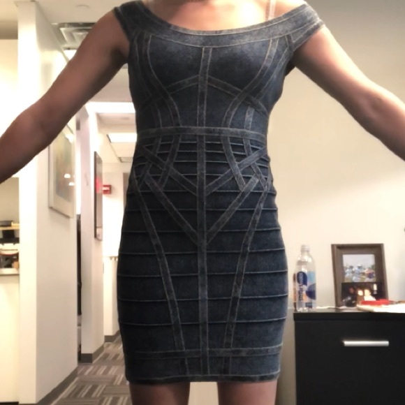 NWOT Herve Leger denim dress - Picture 4 of 5